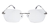 Soigné Unisex Large Rectangular Rimless Spectacle Frame.Silver Soigné Unisex Large Rectangular Rimless Spectacle Frame.Silver
