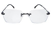 Soigné Unisex Large Rectangular Rimless Spectacle Frame.Black