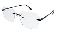 Soigné Unisex Large Rectangular Rimless Spectacle Frame.Black Soigné Unisex Large Rectangular Rimless Spectacle Frame.Black