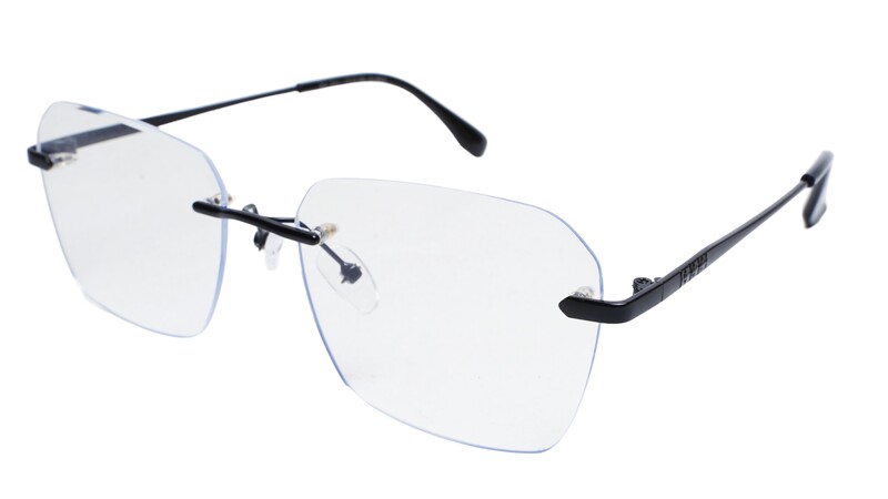 Soigné Unisex Large Rectangular Rimless Spectacle Frame.Black