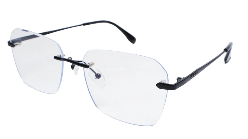 Soigné Unisex Large Rectangular Rimless Spectacle Frame.Black