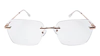 Soigné Unisex Large Rectangular Rimless Spectacle Frame.Rose Gold