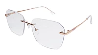 Soigné Unisex Large Rectangular Rimless Spectacle Frame.Rose Gold