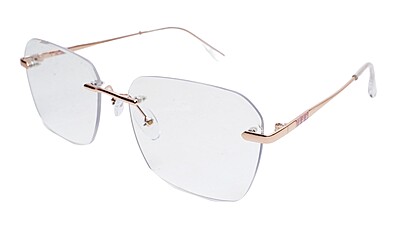 Soigné Unisex Large Rectangular Rimless Spectacle Frame.Rose Gold