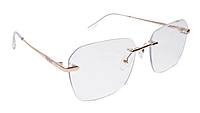 Soigné Unisex Large Rectangular Rimless Spectacle Frame.Rose Gold