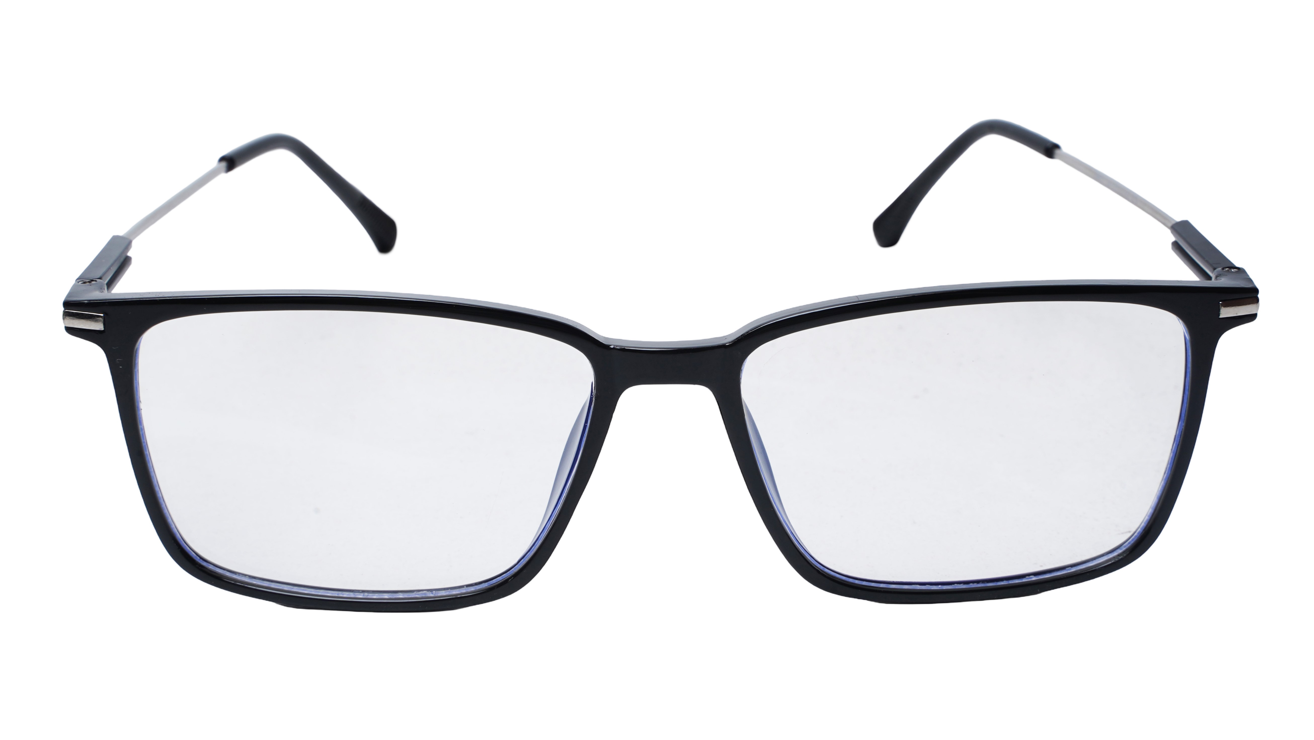 Soigné Unisex Rectangular Spectacle Frame.Black&Silver-Large