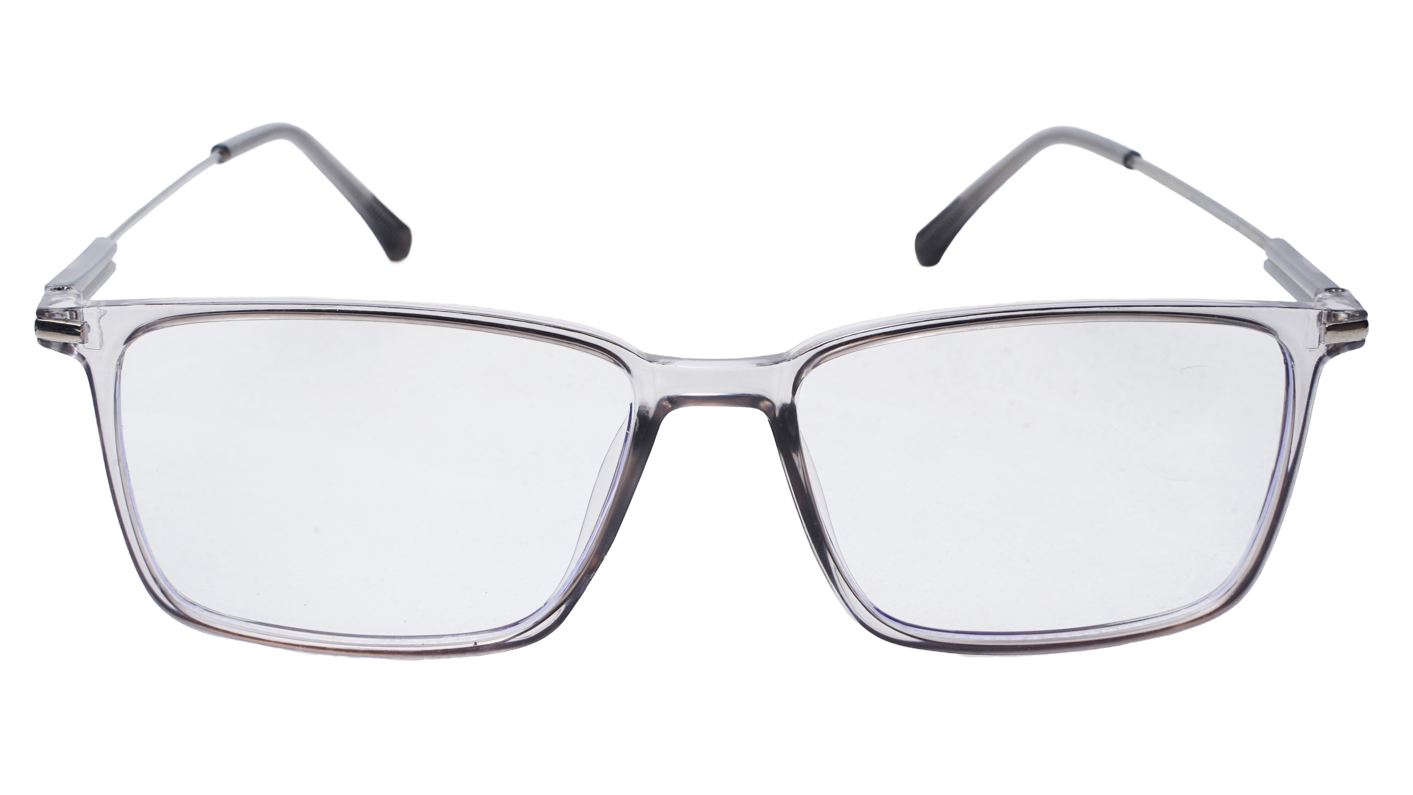 Soigné Unisex Rectangular Spectacle Frame.Light Gray&Silver-Large