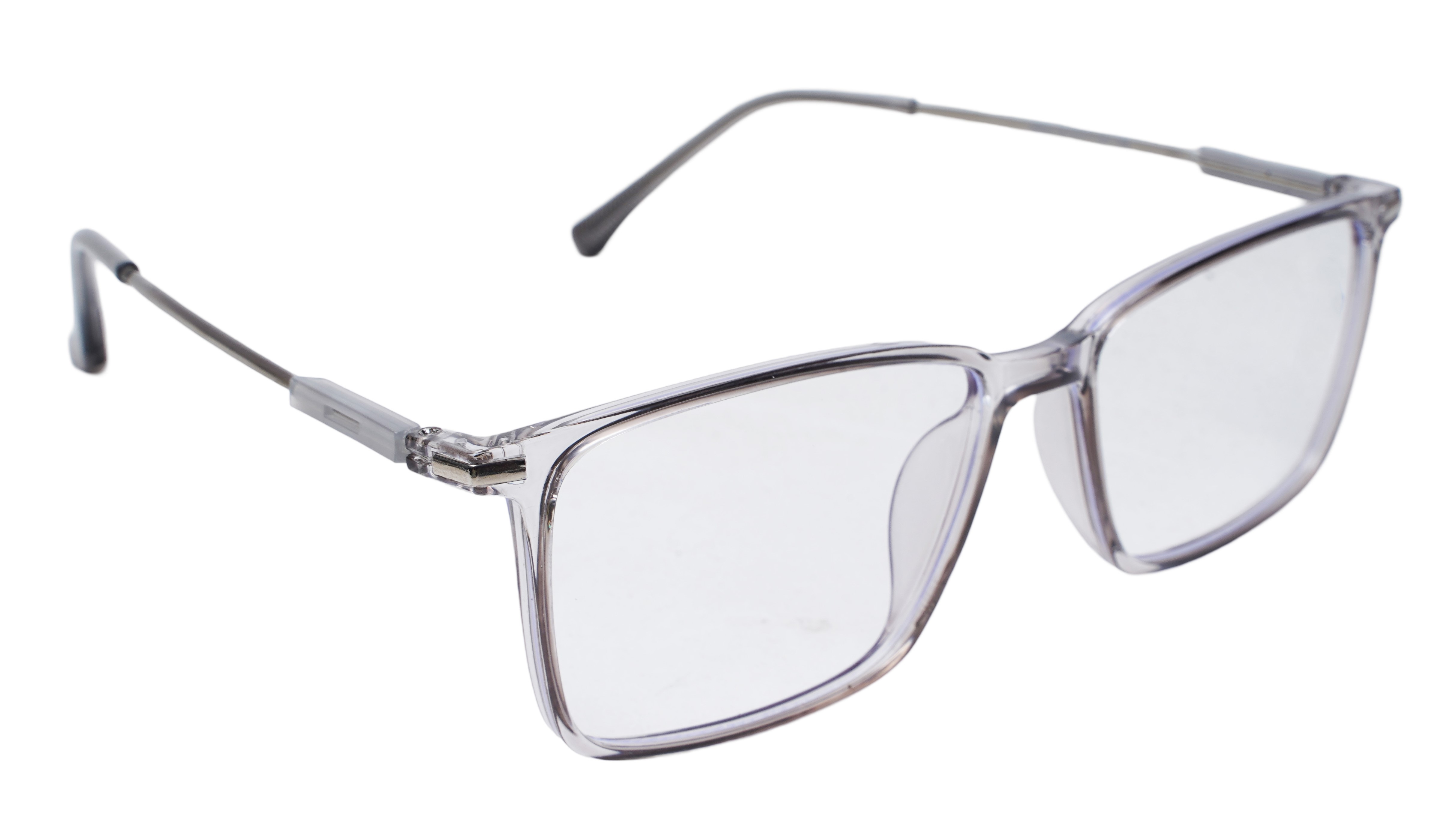 Soigné Unisex Rectangular Spectacle Frame.Light Gray&Silver-Large