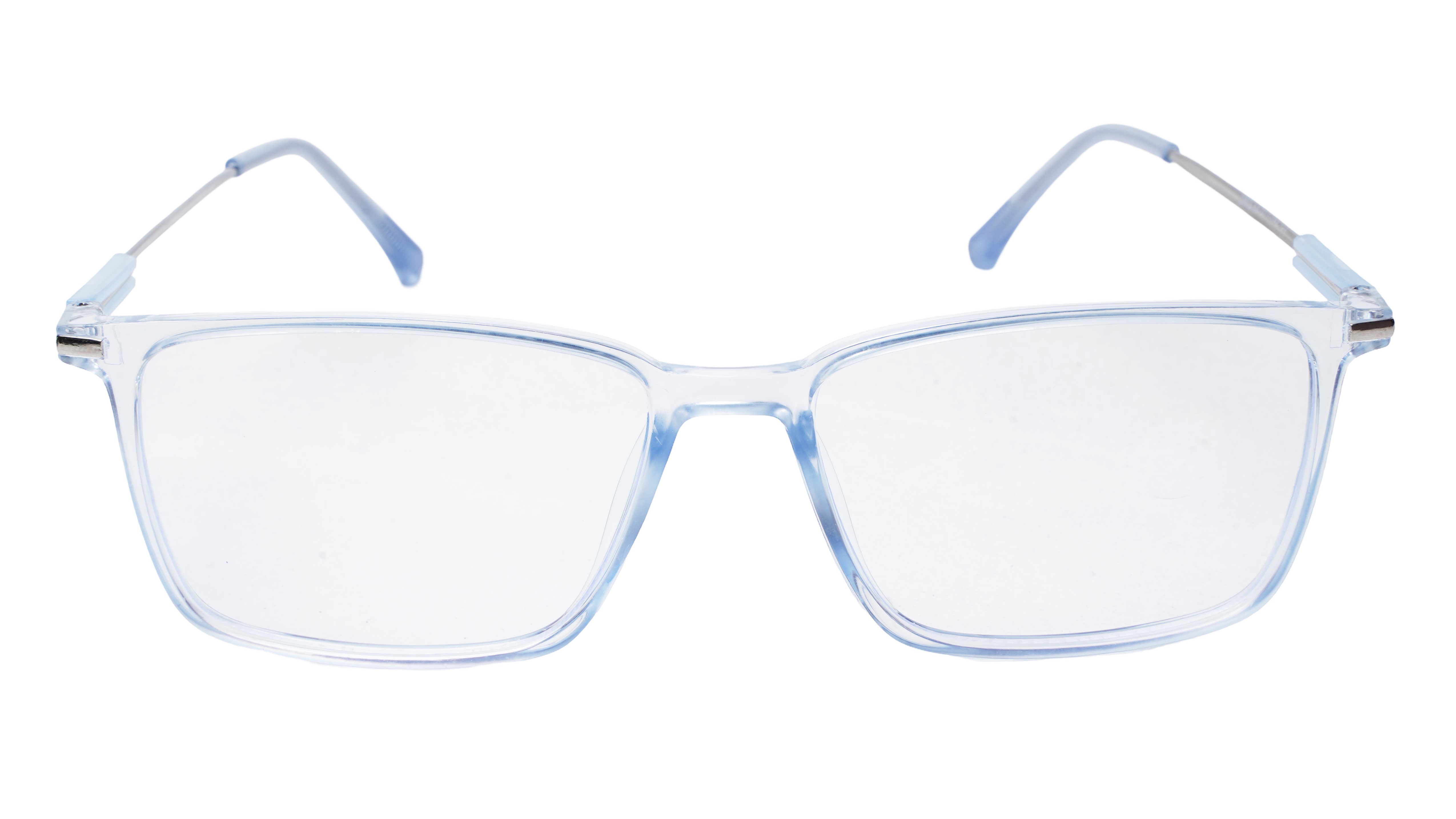 Soigné Unisex Rectangular Spectacle Frame.Light Blue&Silver-Large