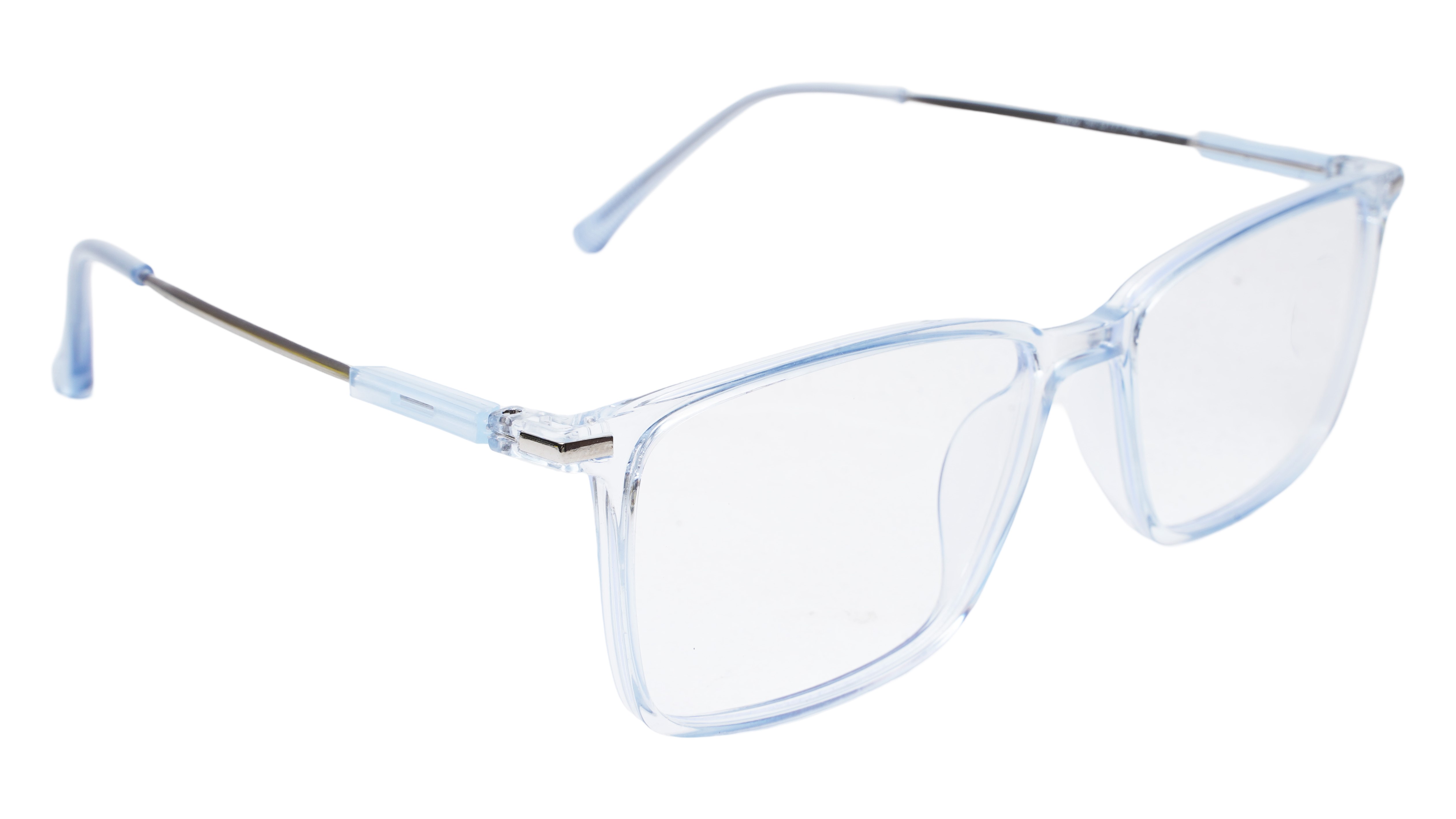 Soigné Unisex Rectangular Spectacle Frame.Light Blue&Silver-Large