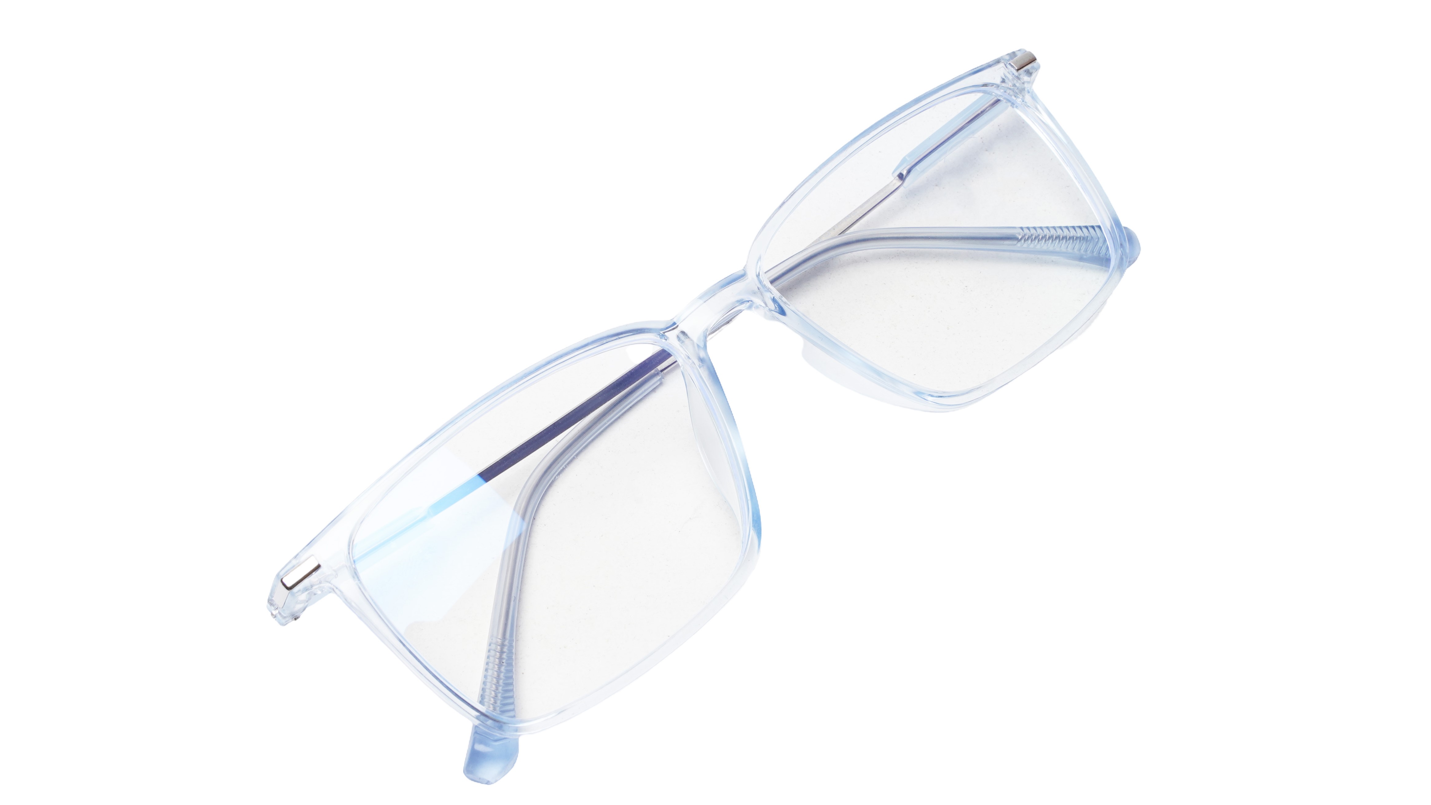Soigné Unisex Rectangular Spectacle Frame.Light Blue&Silver-Large