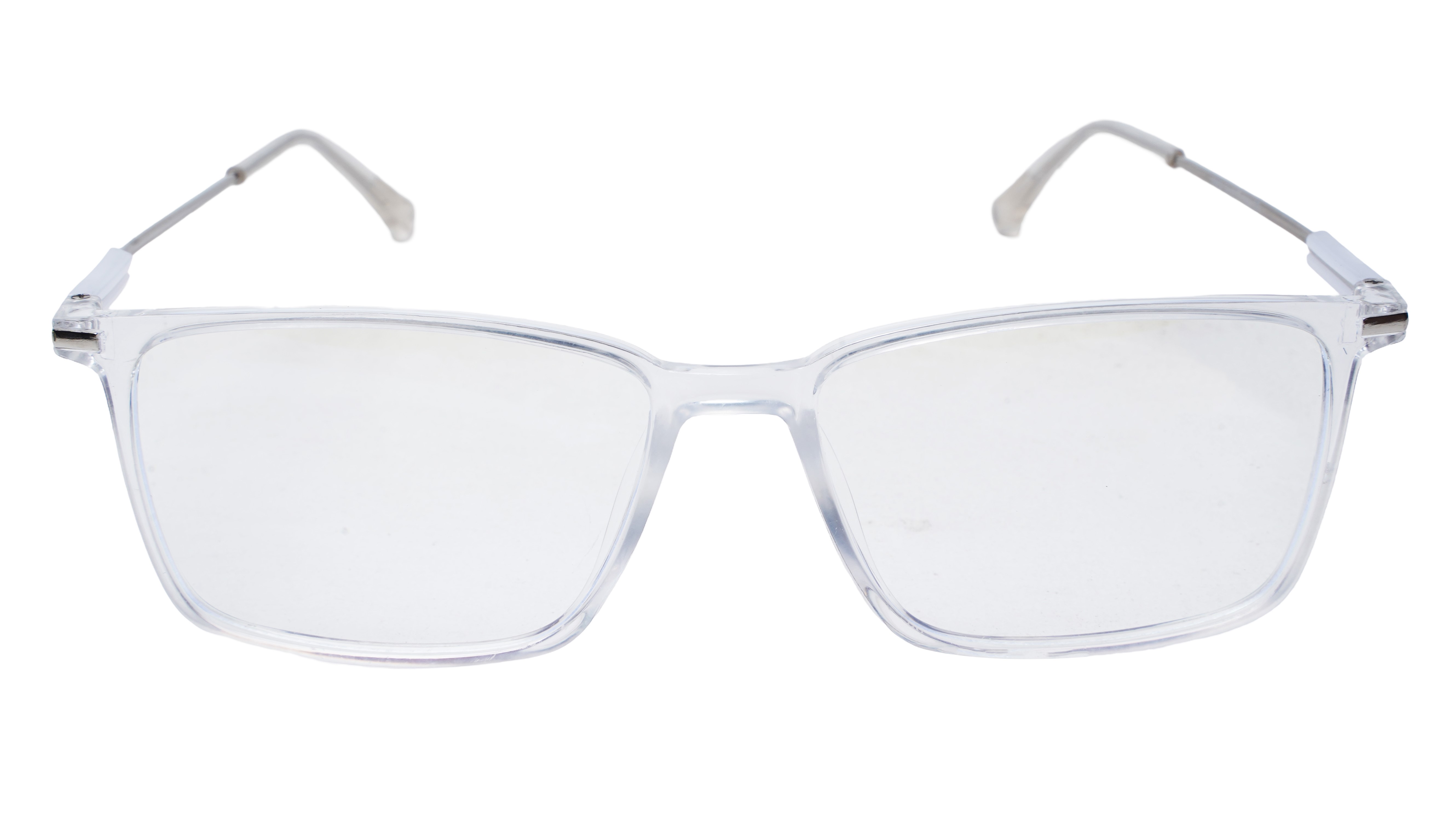 Soigné Unisex Rectangular Spectacle Frame.Transparent&Silver-Large
