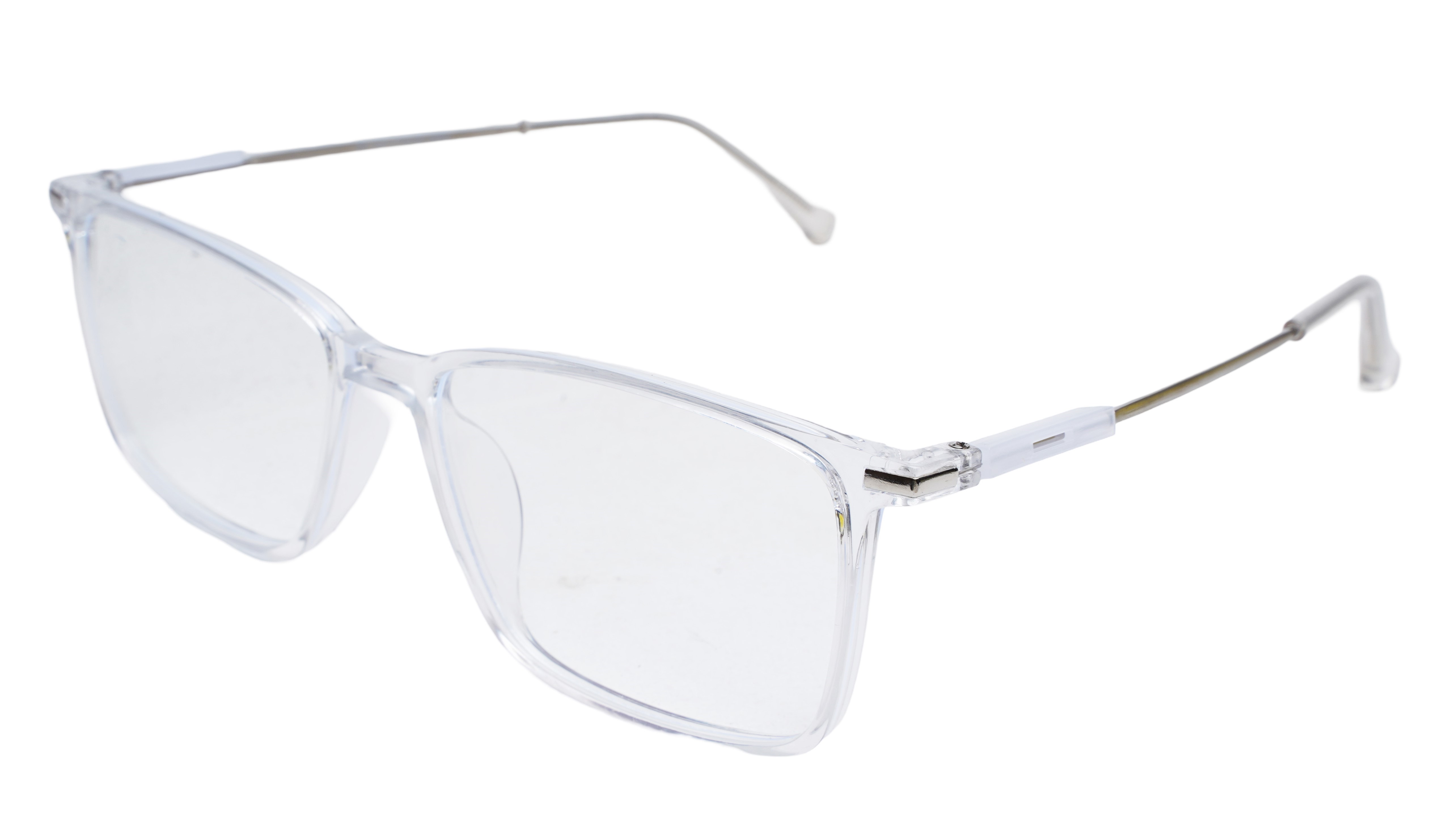 Soigné Unisex Rectangular Spectacle Frame.Transparent&Silver-Large