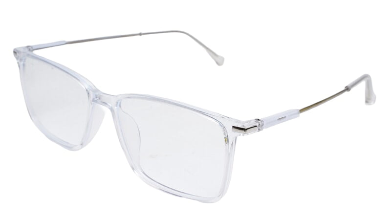 Soigné Unisex Rectangular Spectacle Frame.Transparent&Silver-Large Soigné Unisex Rectangular Spectacle Frame.Transparent&Silver-Large