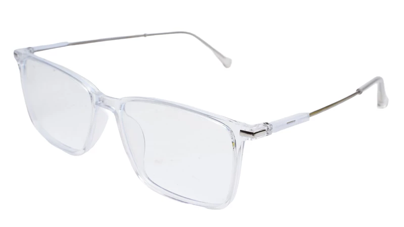 Soigné Unisex Rectangular Spectacle Frame.Transparent&Silver-Large
