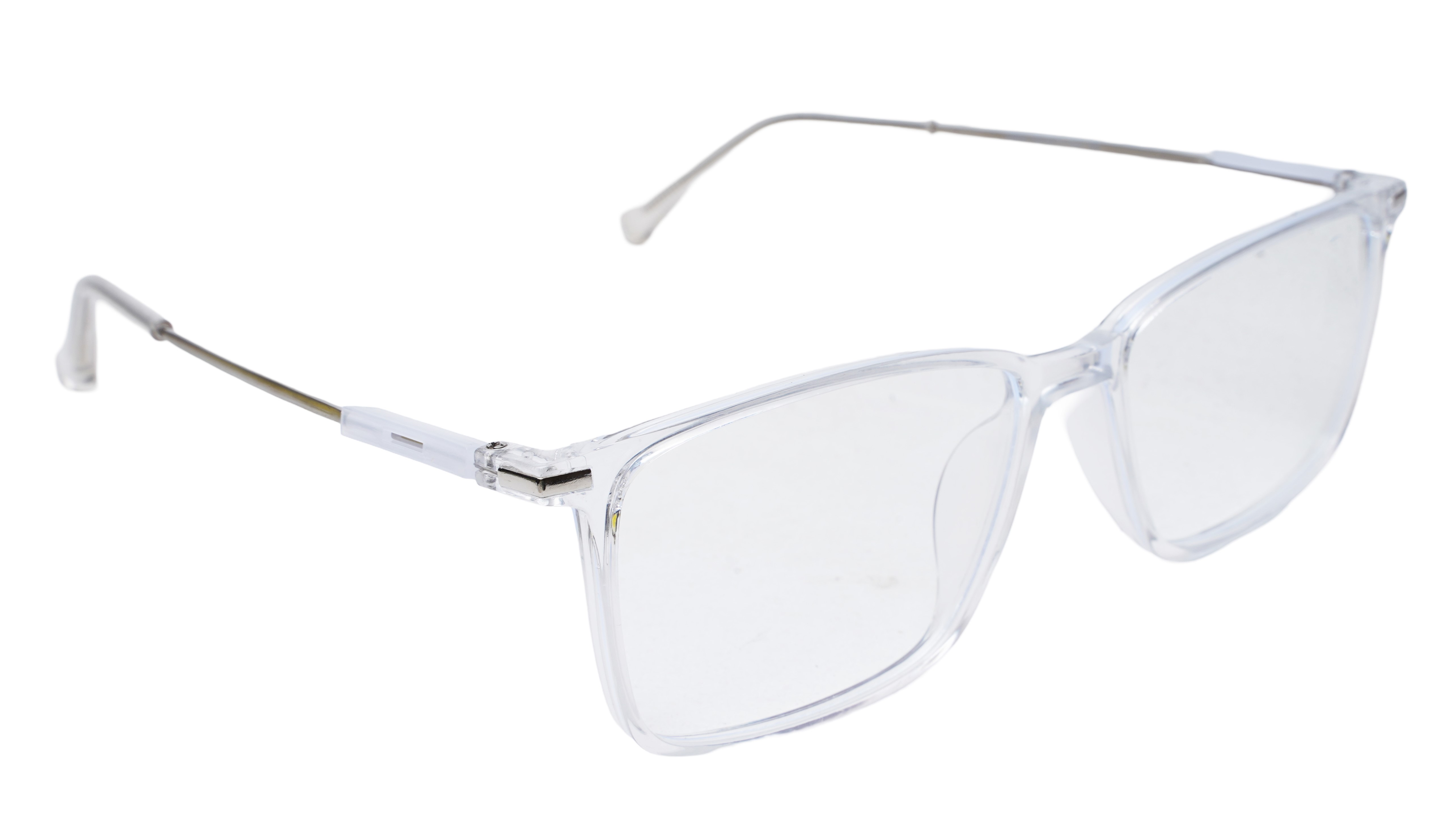 Soigné Unisex Rectangular Spectacle Frame.Transparent&Silver-Large