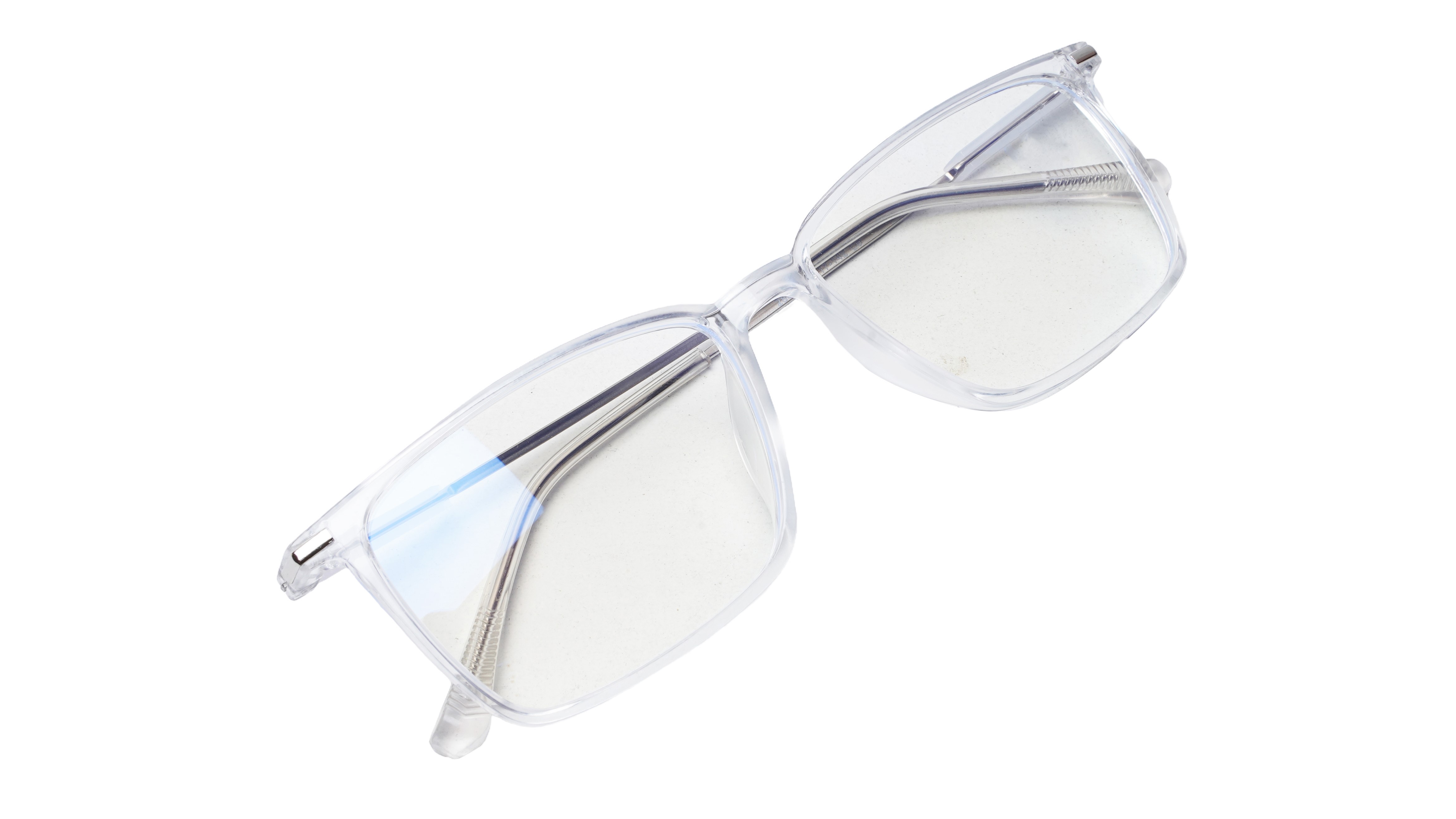 Soigné Unisex Rectangular Spectacle Frame.Transparent&Silver-Large