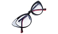 Soigné Female Large Cat Eye Spectacle Frame.Black Color Rim Soigné Female Large Cat Eye Spectacle Frame.Black Color Rim