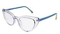 Soigné Female Large Cat Eye Spectacle Frame.See Through Light Gray Rim