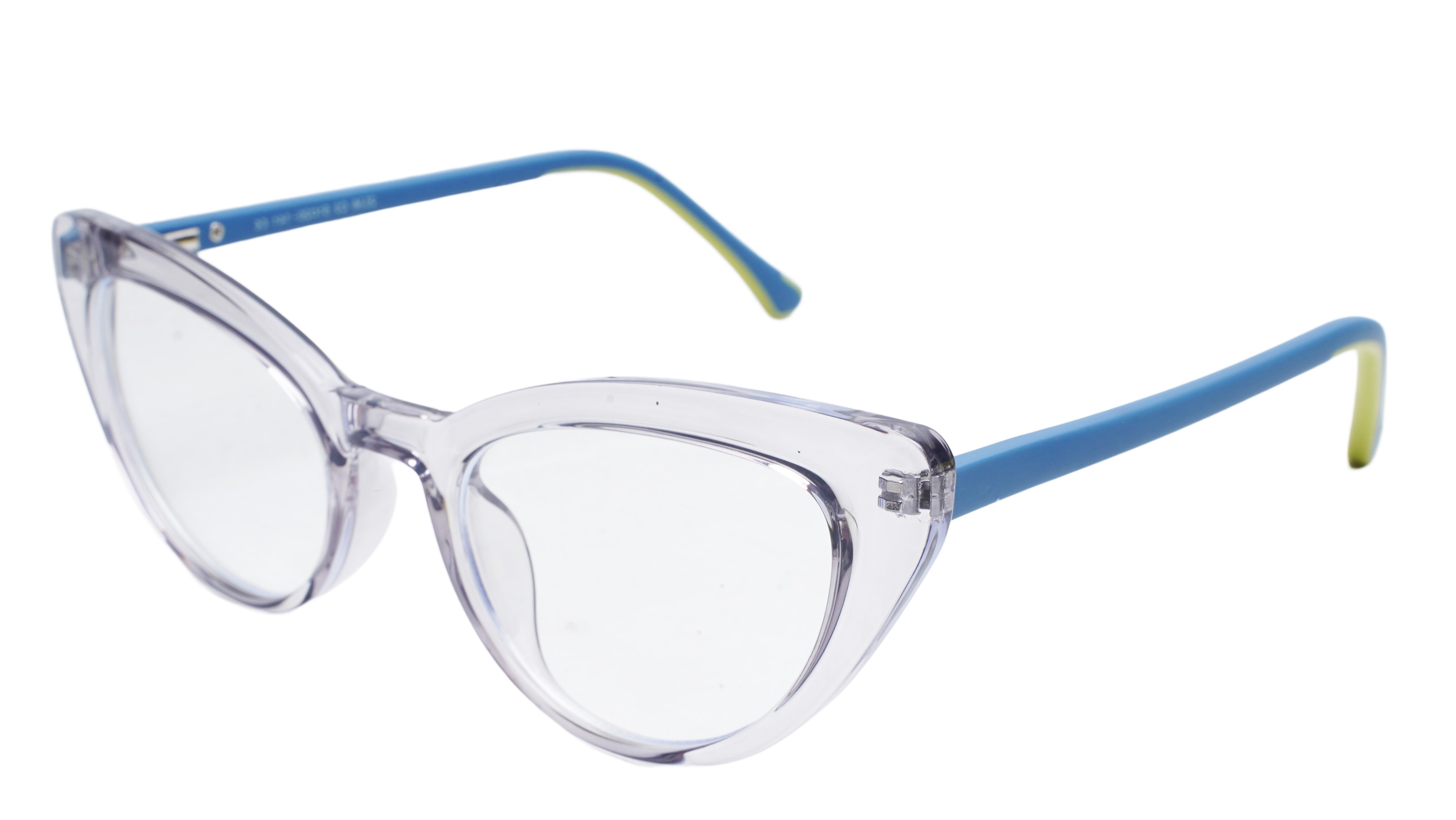 Soigné Female Large Cat Eye Spectacle Frame.See Through Light Gray Rim