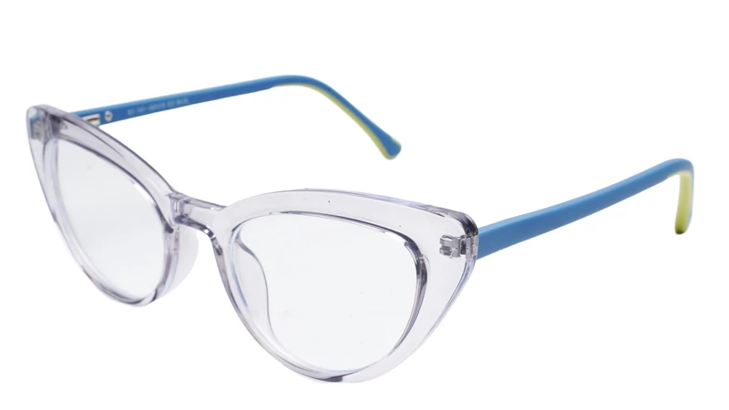 Soigné Female Large Cat Eye Spectacle Frame.See Through Light Gray Rim
