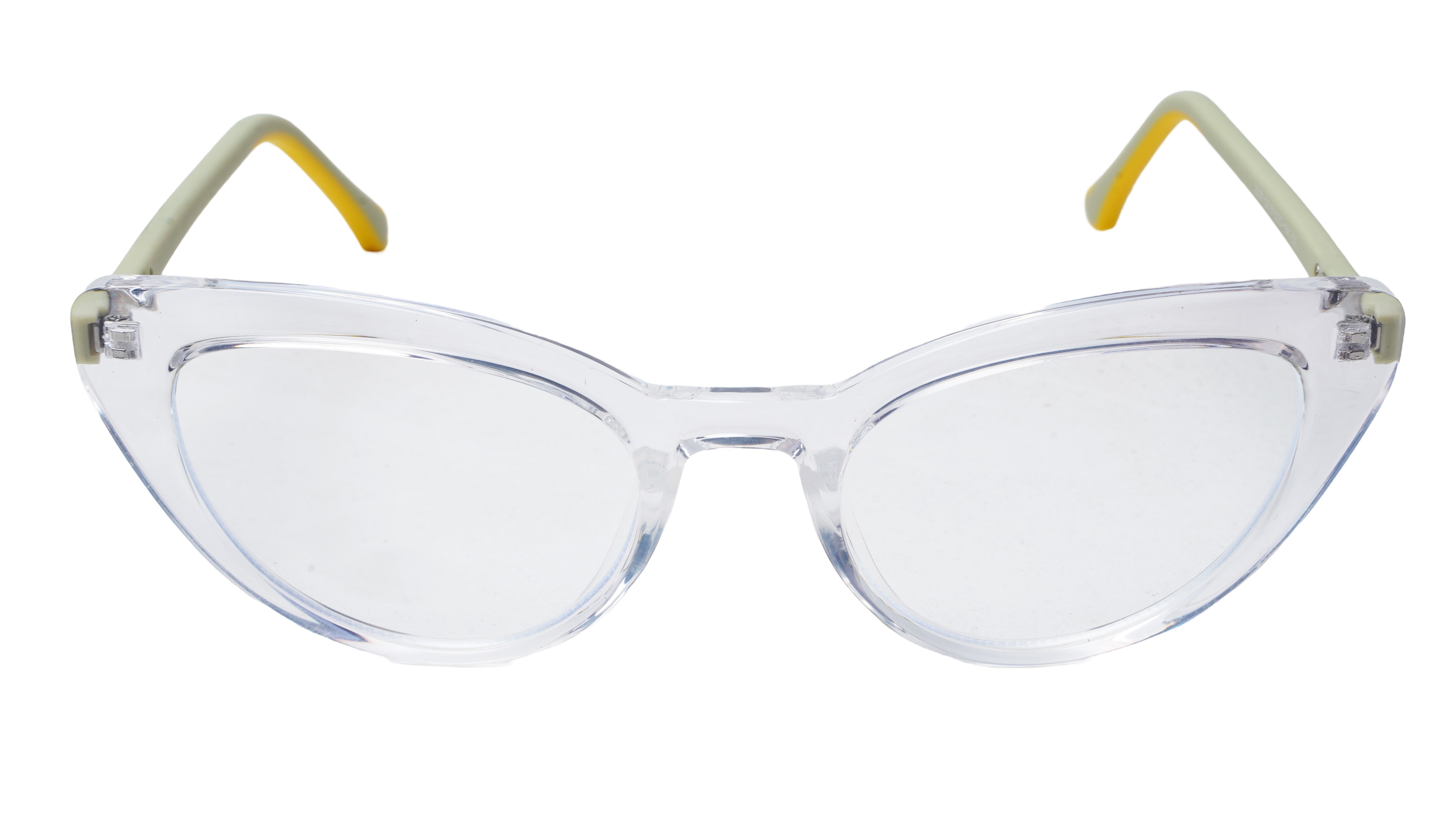 Soigné Female Large Cat Eye Spectacle Frame.Transparent Rim