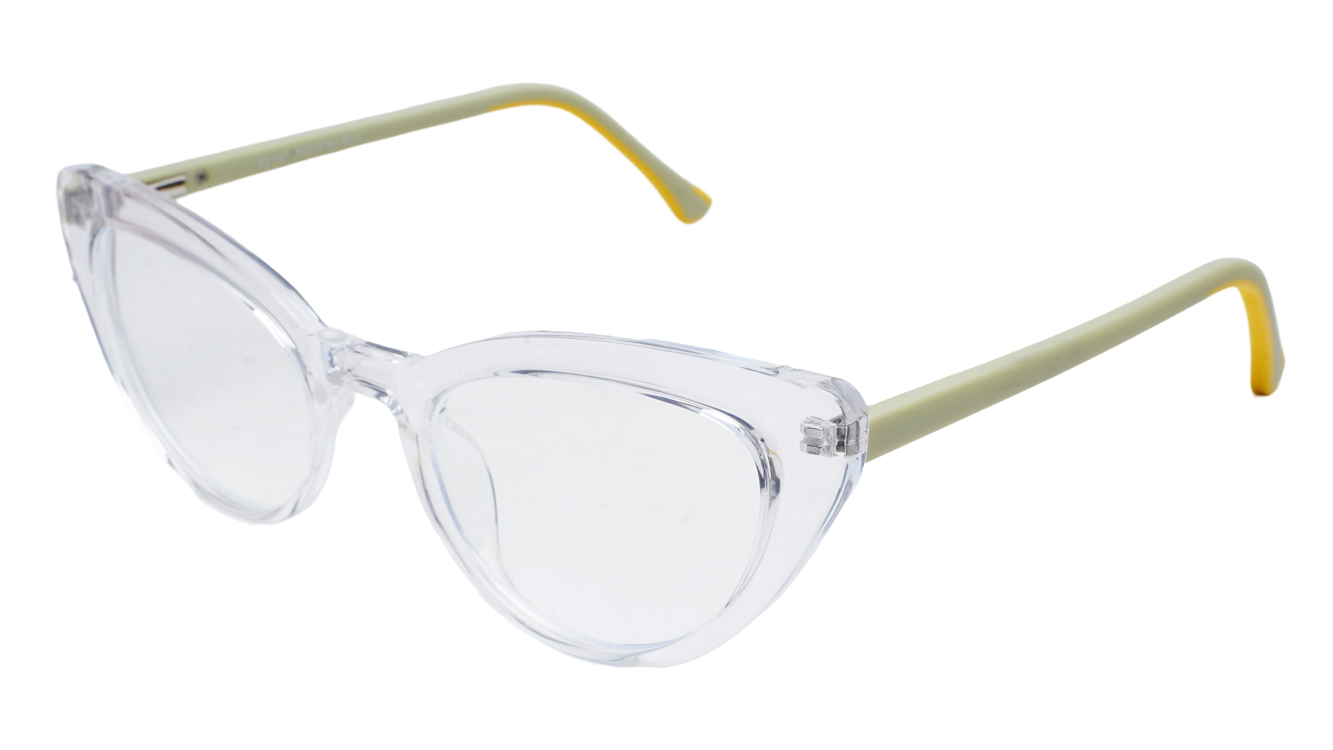 Soigné Female Large Cat Eye Spectacle Frame.Transparent Rim