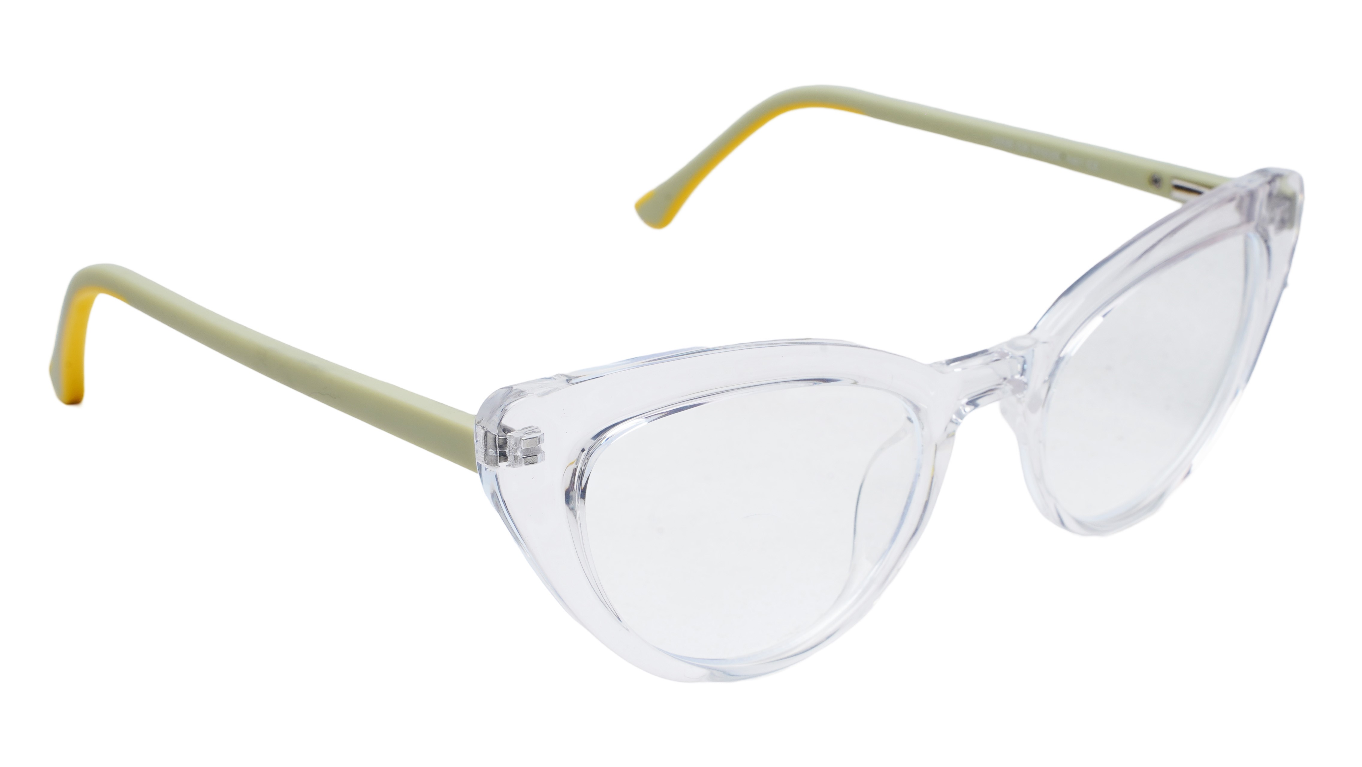 Soigné Female Large Cat Eye Spectacle Frame.Transparent Rim