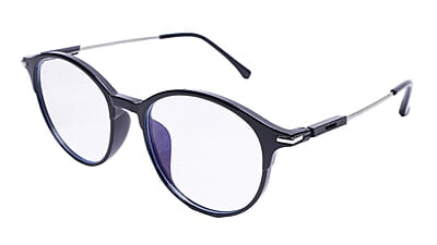 Soigné Unisex Large Round Spectacle Frame.Black&Silver
