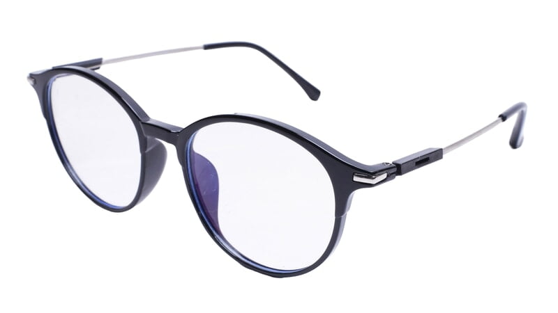 Soigné Unisex Large Round Spectacle Frame.Black&Silver