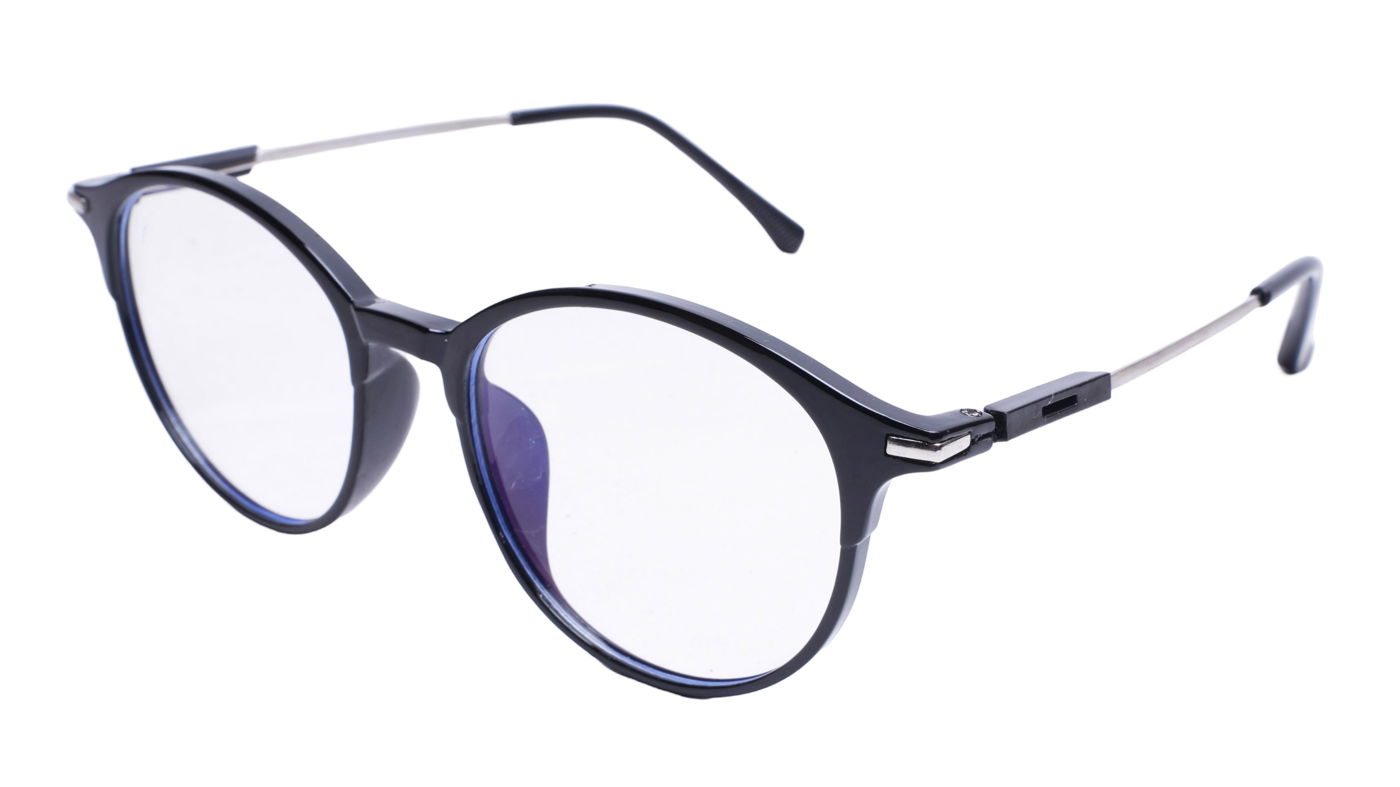 Soigné Unisex Large Round Spectacle Frame.Black&Silver