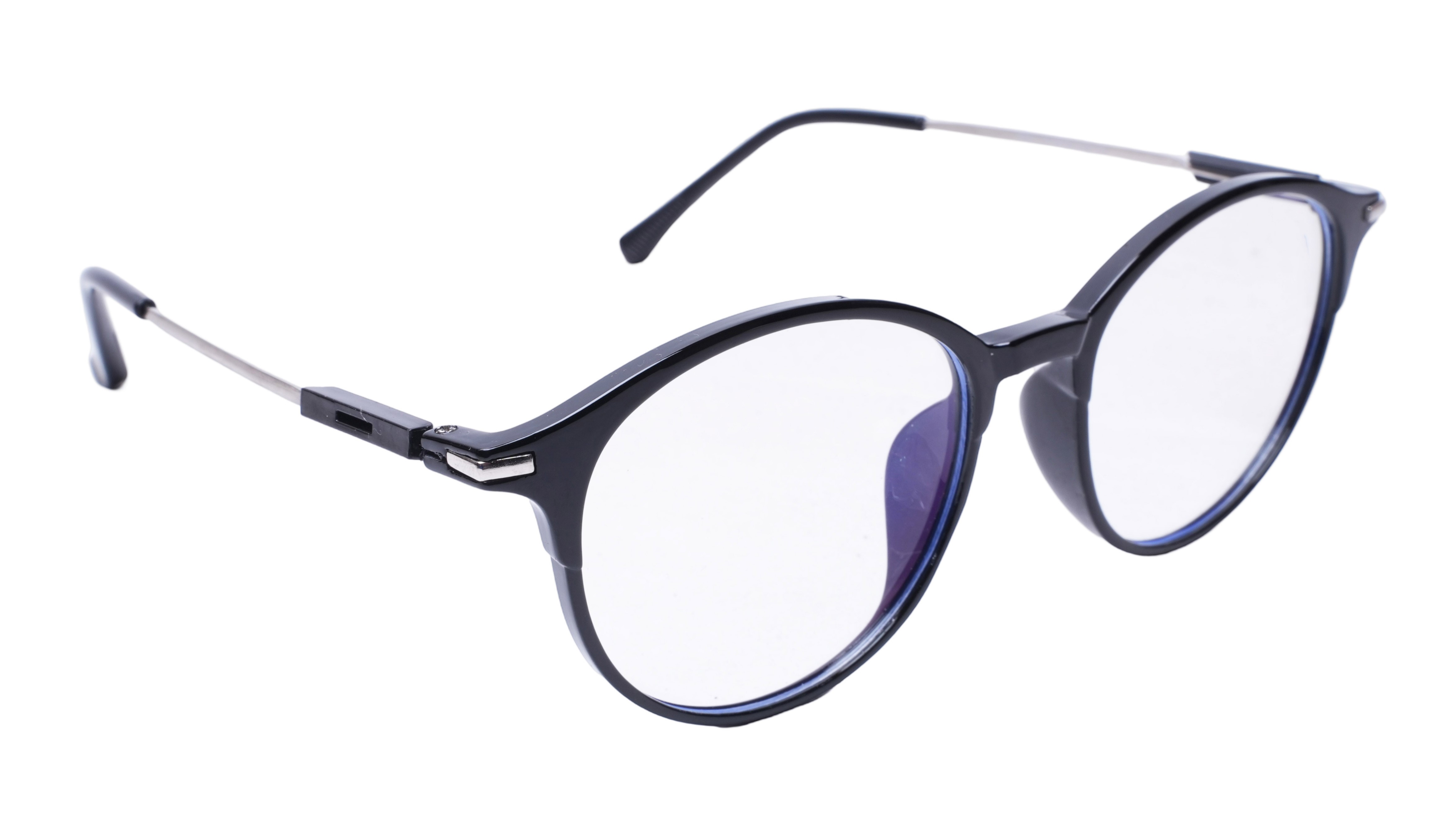 Soigné Unisex Large Round Spectacle Frame.Black&Silver