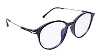Soigné Unisex Large Round Spectacle Frame.Black&Silver Soigné Unisex Large Round Spectacle Frame.Black&Silver