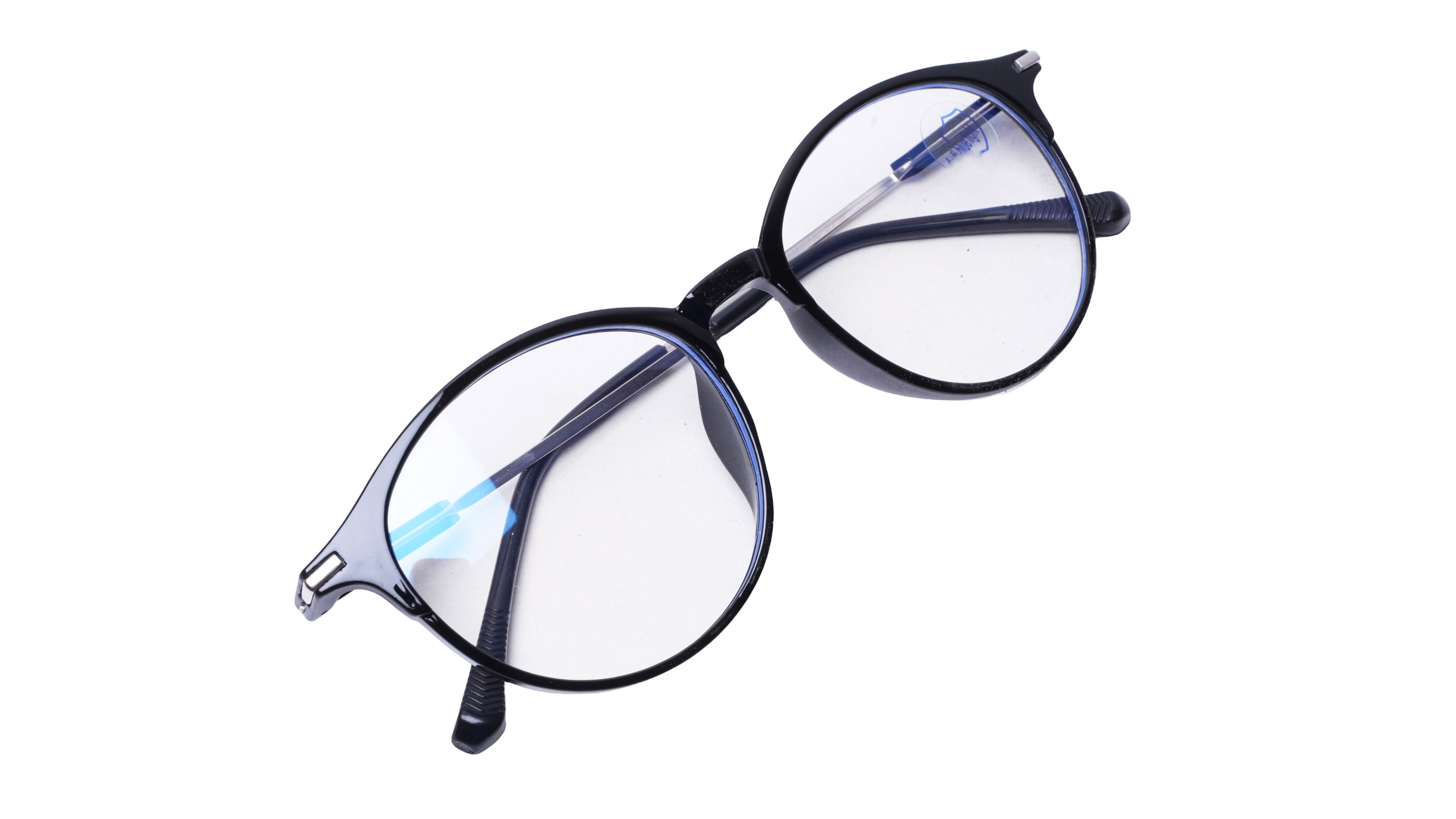 Soigné Unisex Large Round Spectacle Frame.Black&Silver