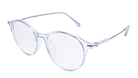 Soigné Unisex Large Round Spectacle Frame.See Through Blue&Silver