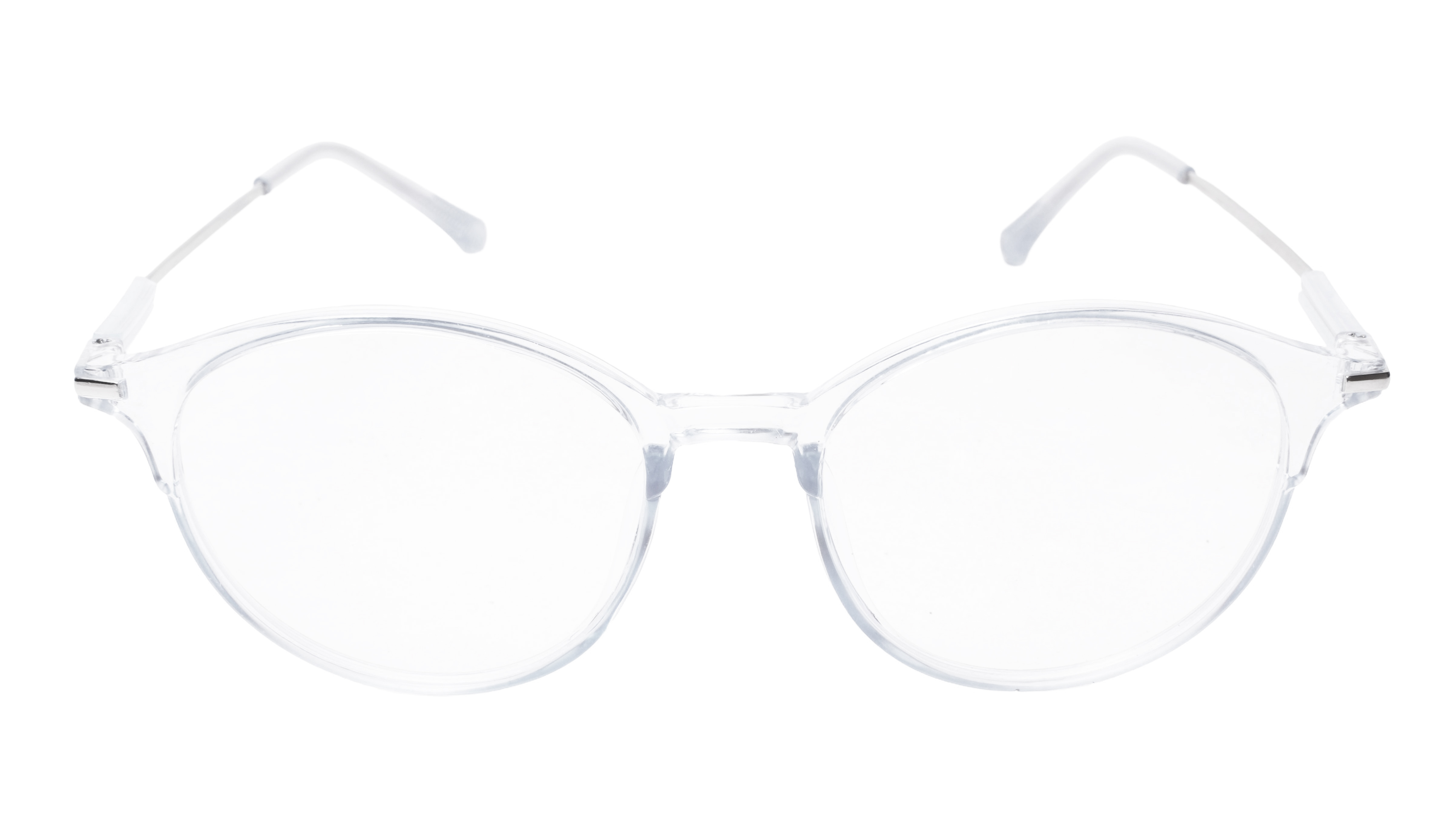 Soigné Unisex Large Round Spectacle Frame.Transparent&Silver