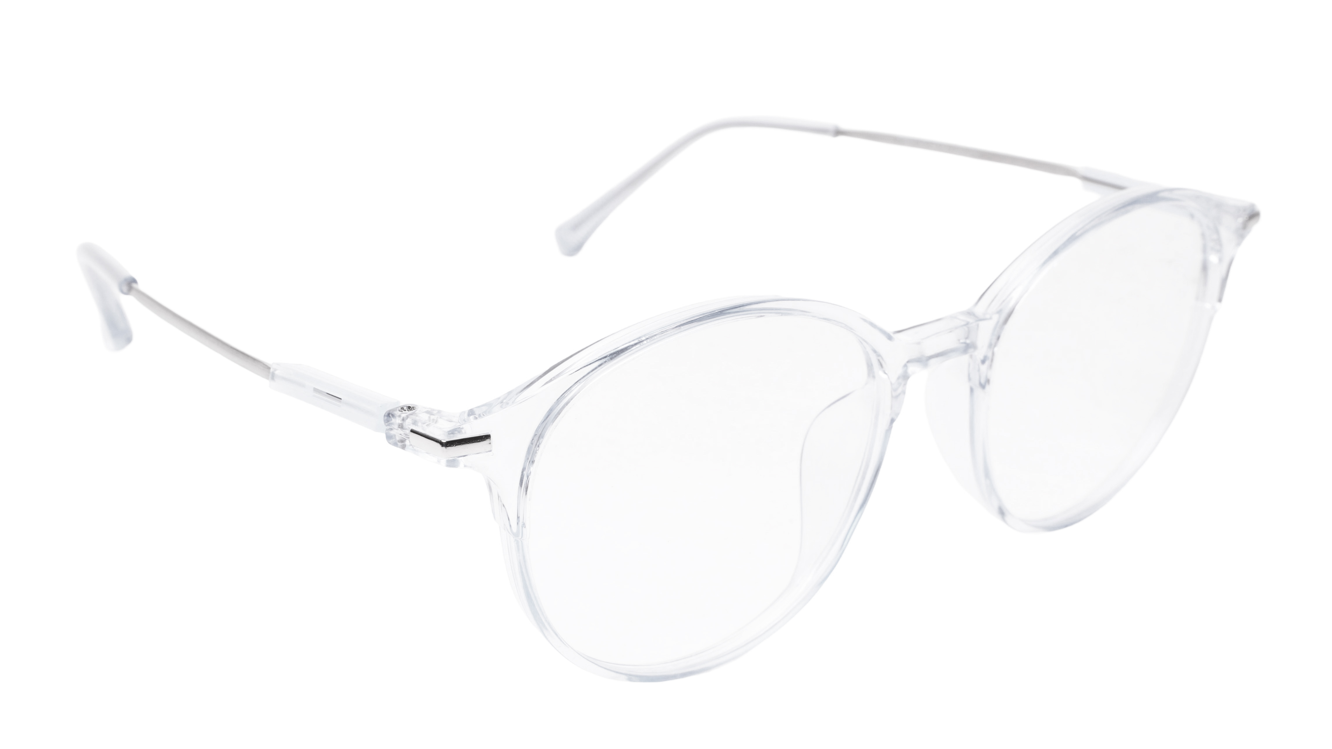 Soigné Unisex Large Round Spectacle Frame.Transparent&Silver