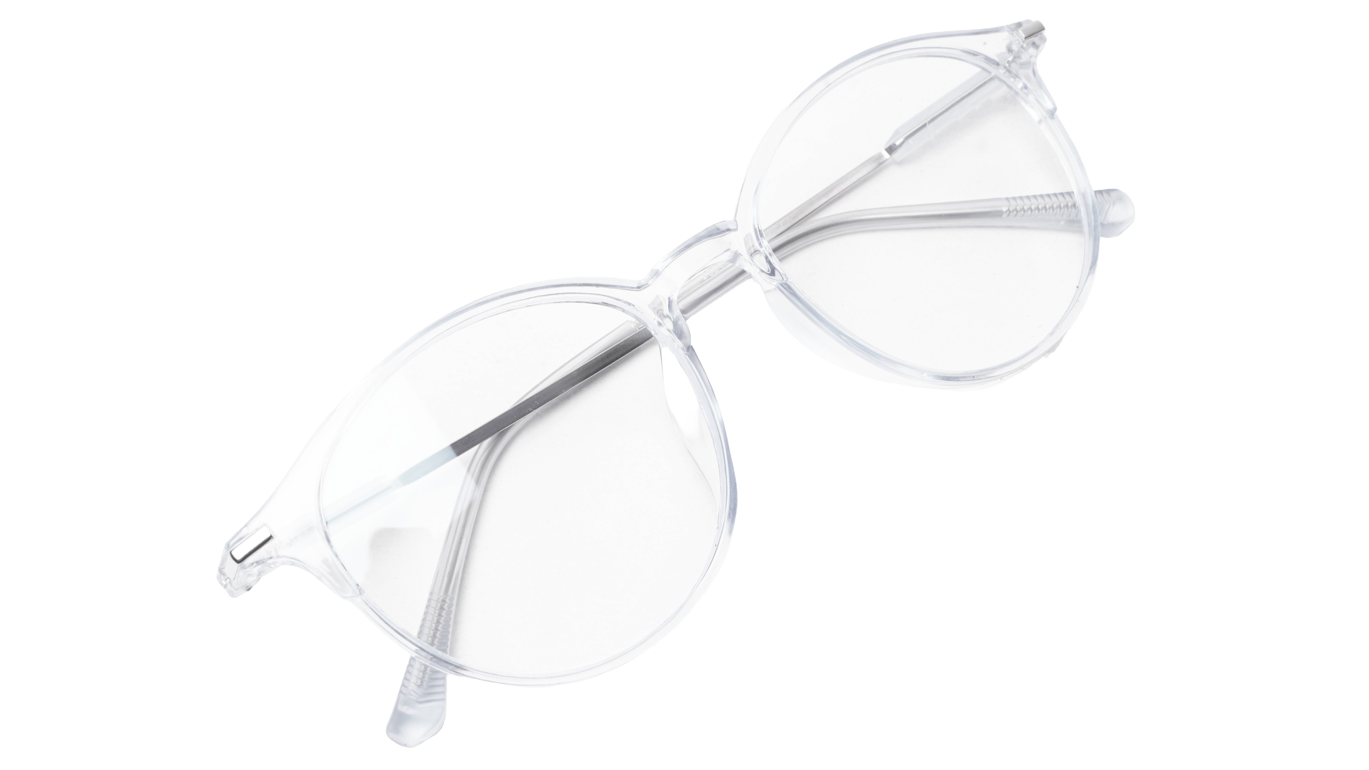 Soigné Unisex Large Round Spectacle Frame.Transparent&Silver