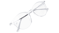 Soigné Unisex Large Round Spectacle Frame.Transparent&Silver