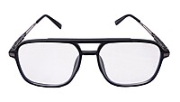 Soigné Unisex Aviator Spectacle Frame.Glossy Black&Silver-Large