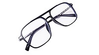 Soigné Unisex Aviator Spectacle Frame.Matte Black&Silver-Large