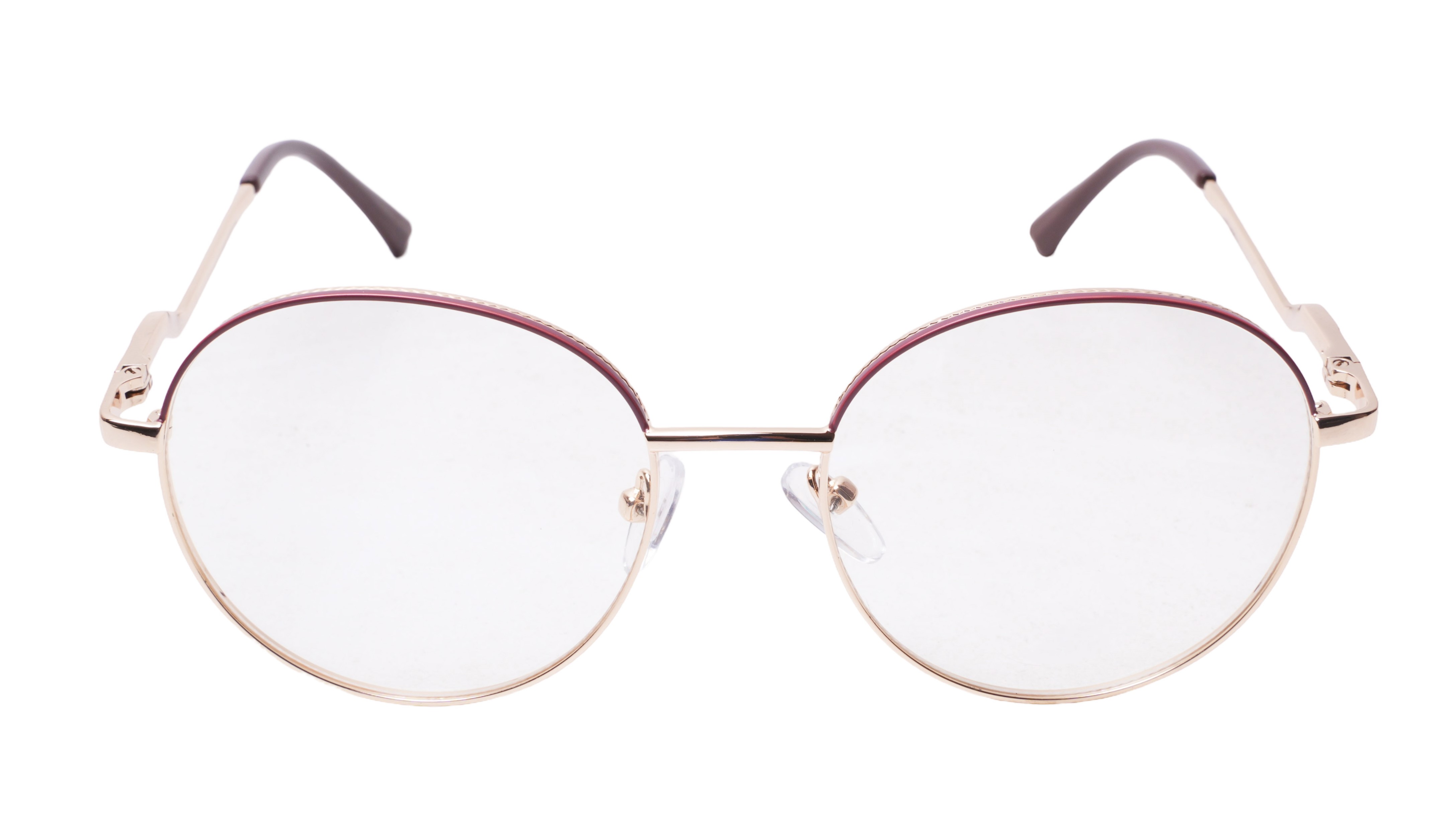 Soigné Unisex Medium Round Spectacle Frame.Golden&Brown