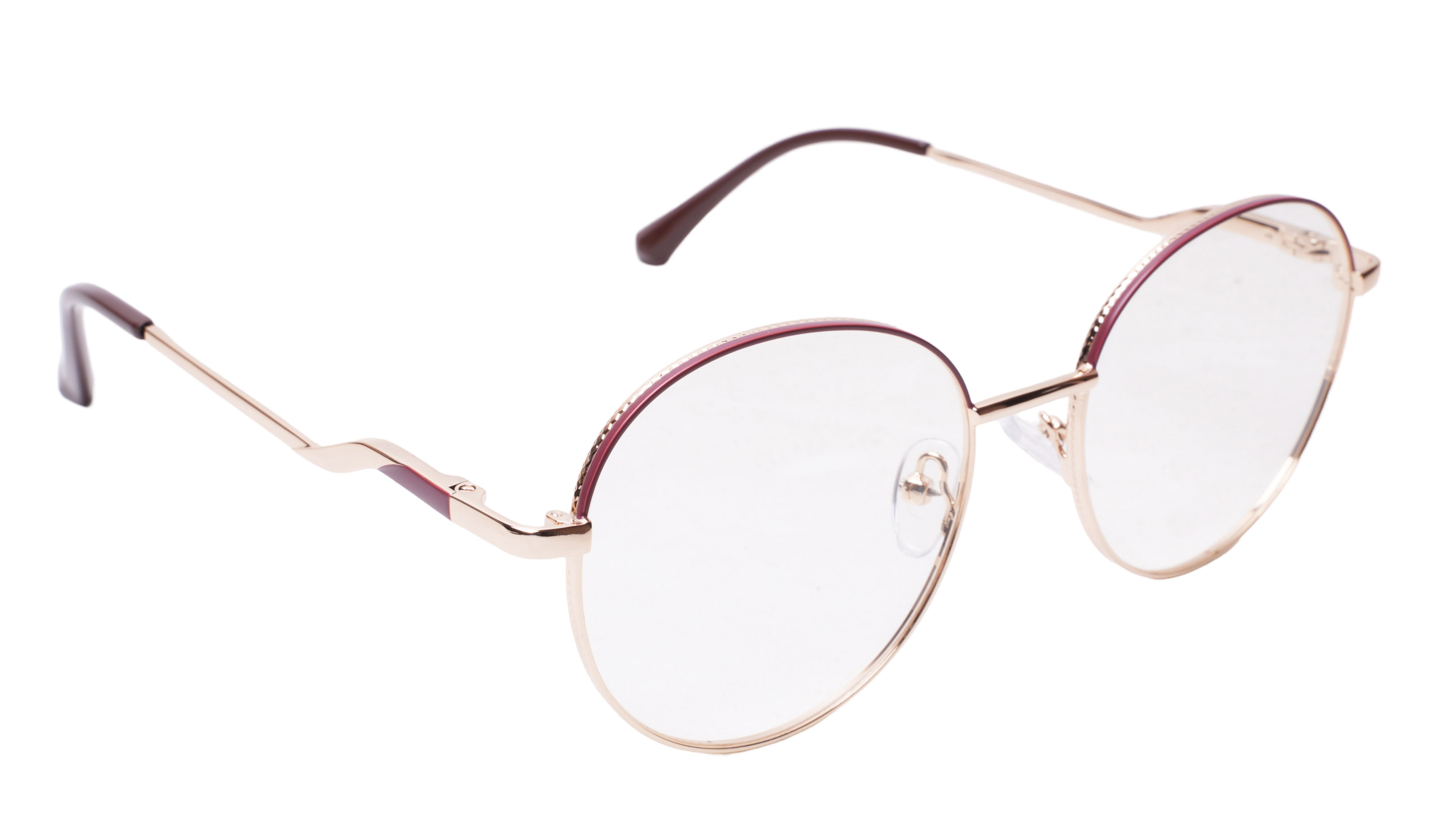 Soigné Unisex Medium Round Spectacle Frame.Golden&Brown