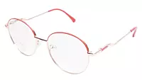 Soigné Female Round Spectacle Frame.Gold&Red-Medium