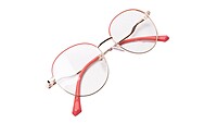 Soigné Female Round Spectacle Frame.Gold&Red-Medium Soigné Female Round Spectacle Frame.Gold&Red-Medium