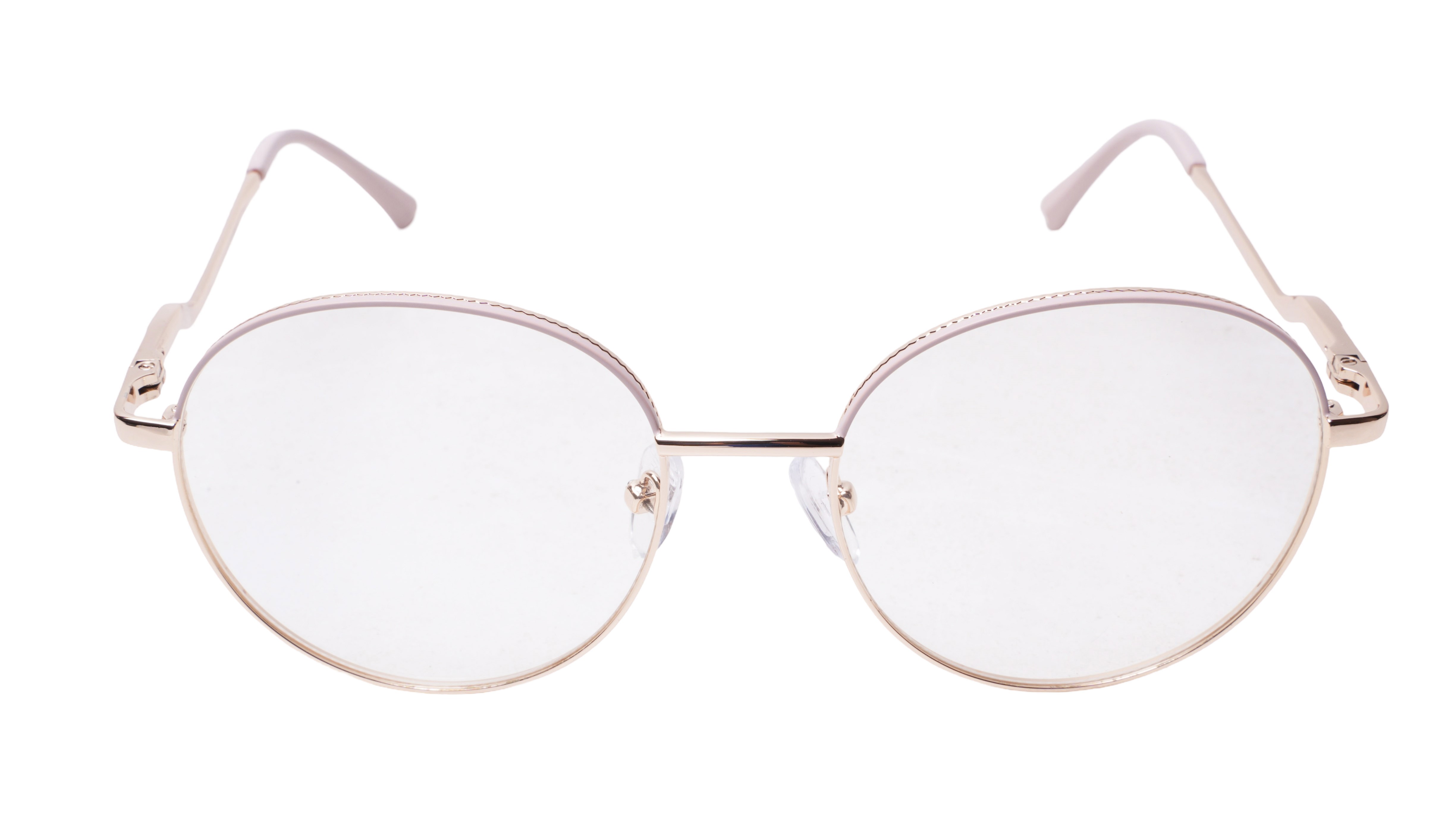 Soigné Female Round Spectacle Frame.Gold&Cream-Medium