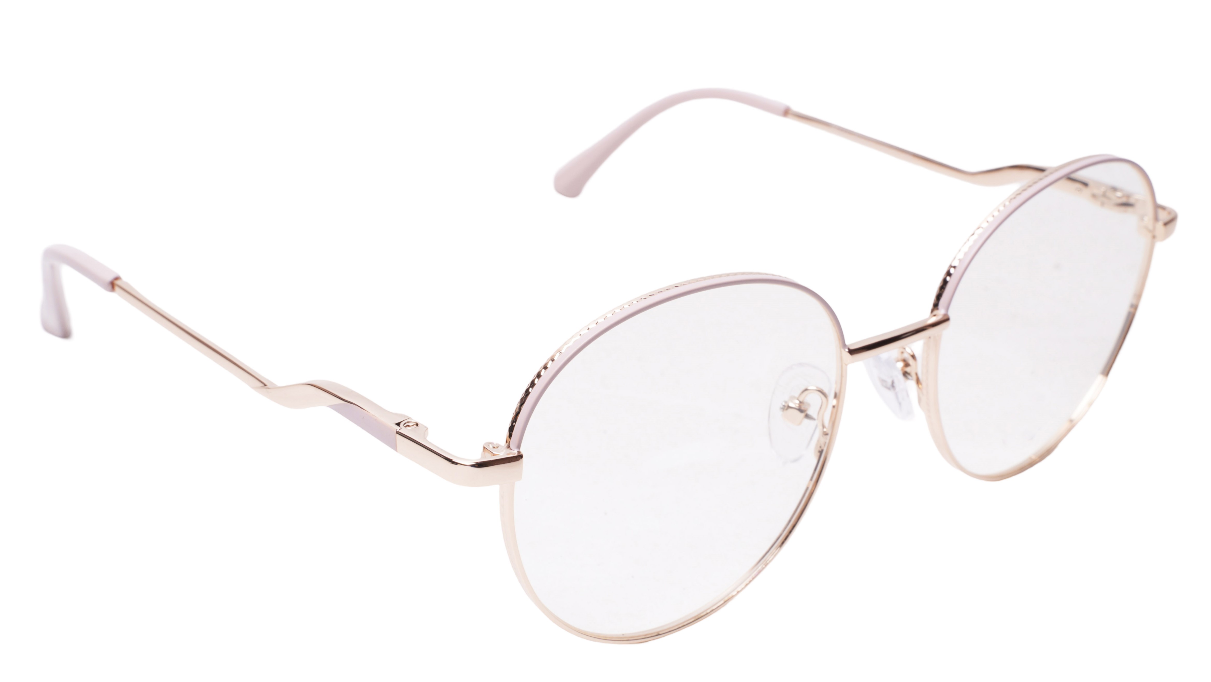 Soigné Female Round Spectacle Frame.Gold&Cream-Medium