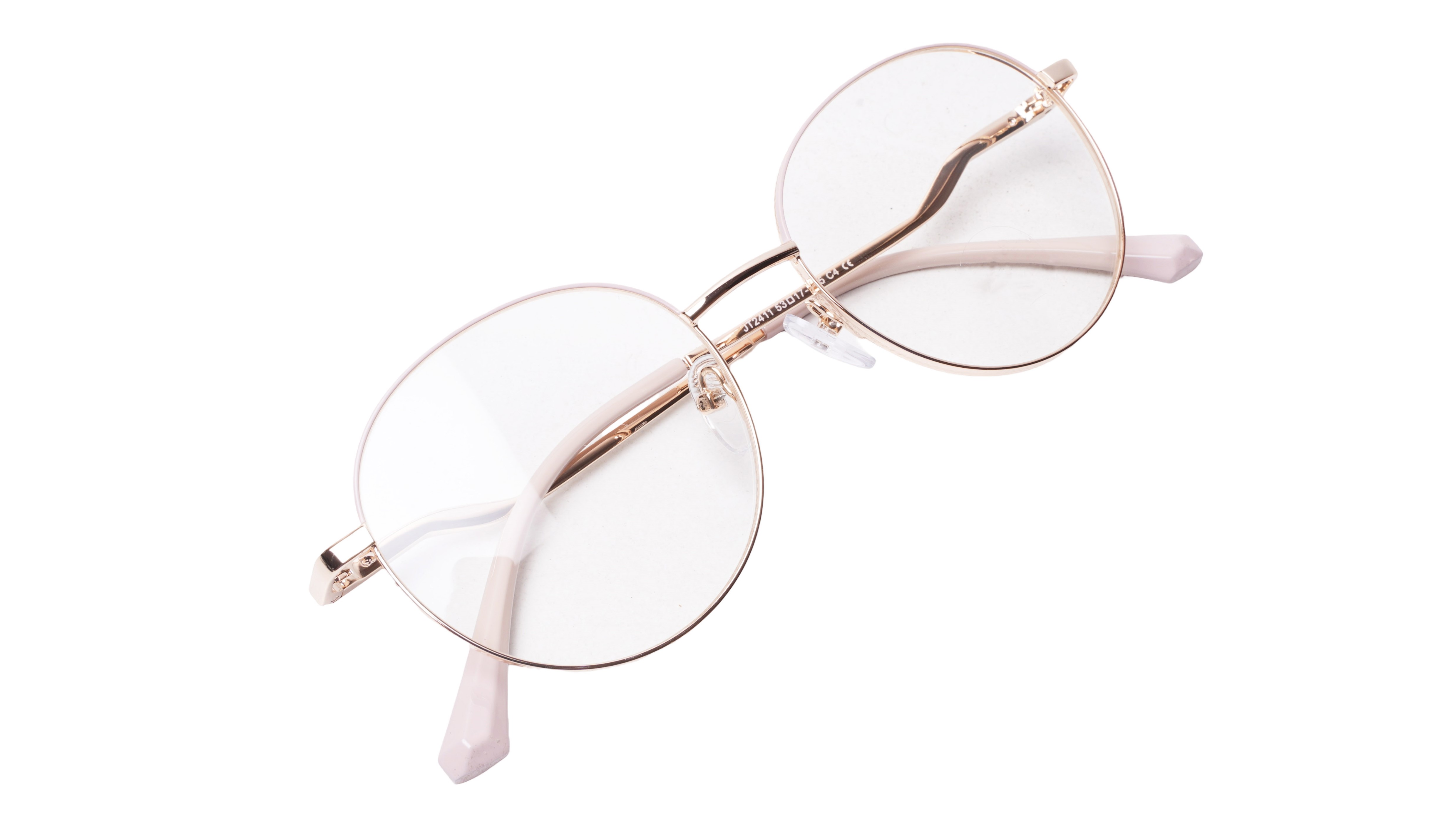 Soigné Female Round Spectacle Frame.Gold&Cream-Medium