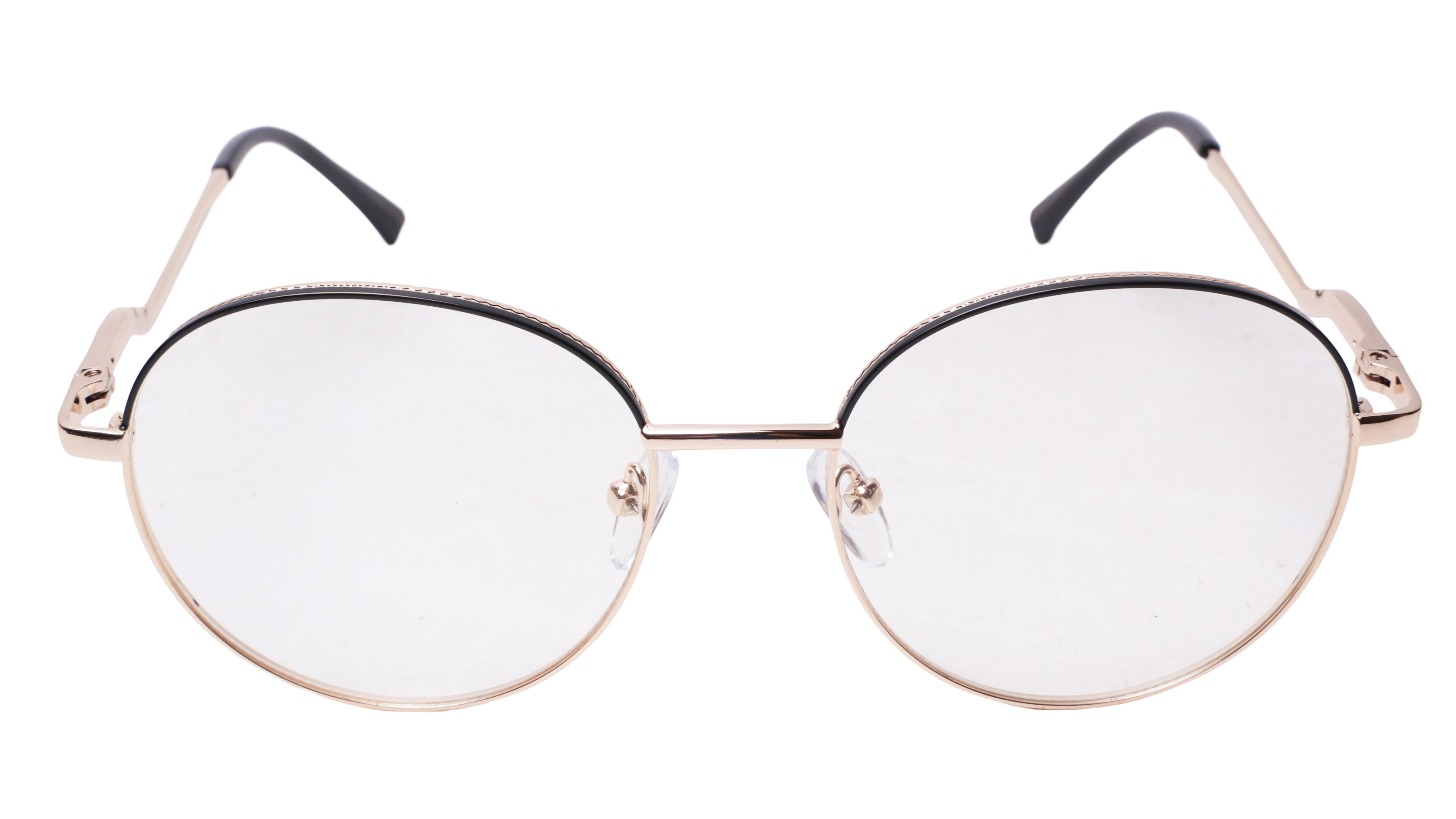 Soigné Unisex Medium Round Spectacle Frame.Gold&Black