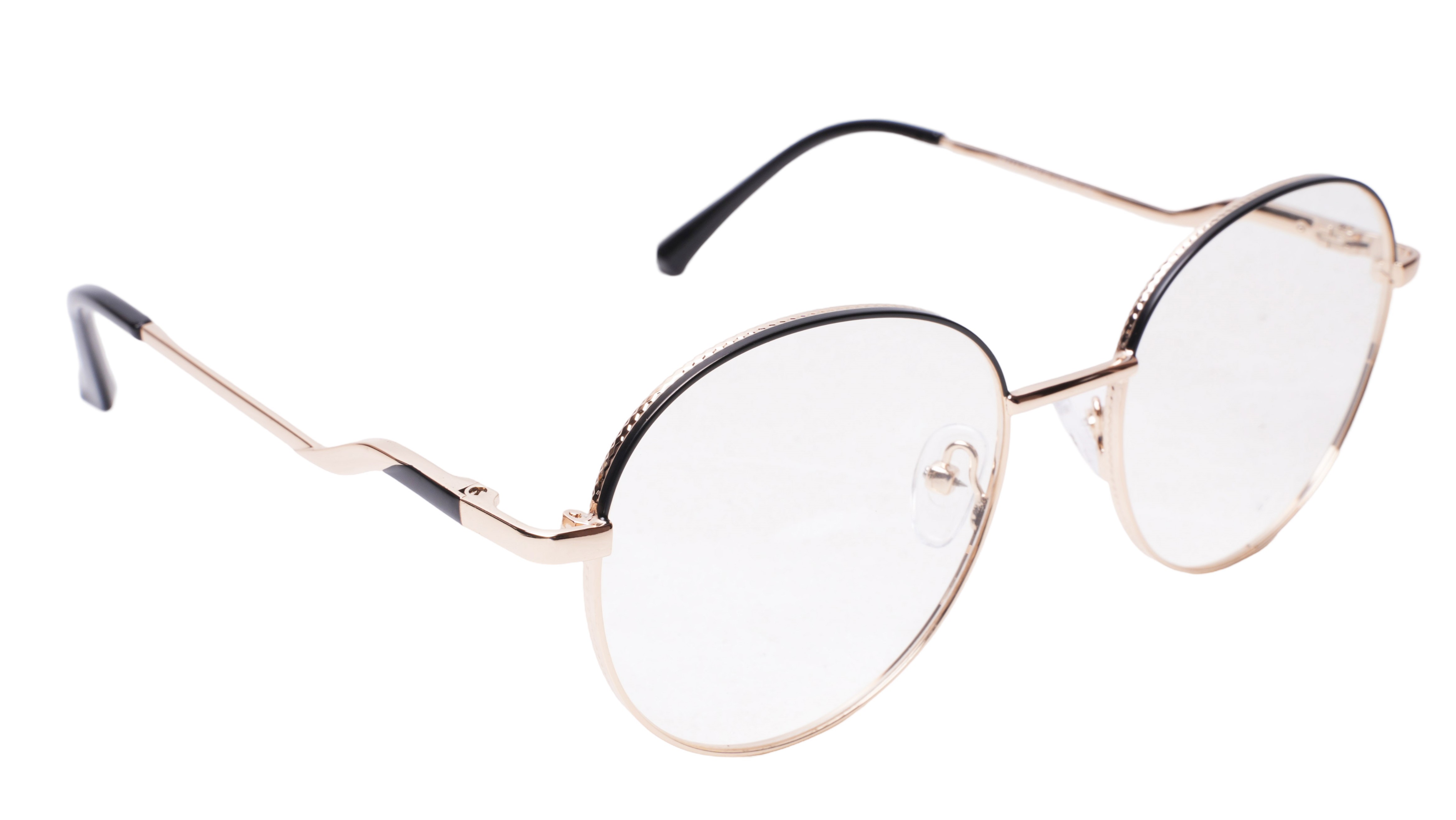 Soigné Unisex Medium Round Spectacle Frame.Gold&Black